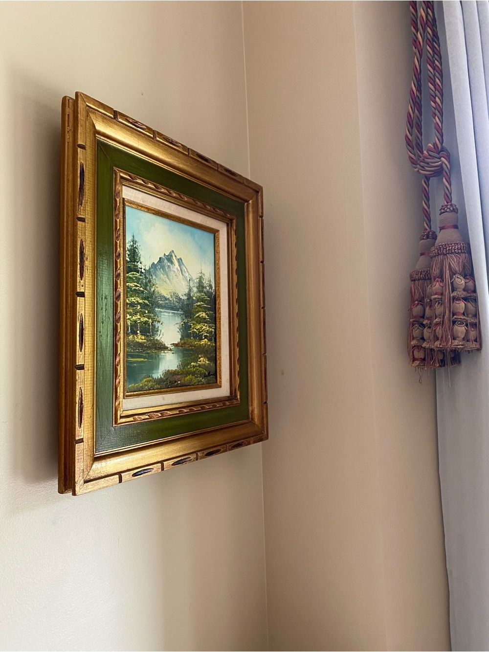 Original Framed Mountain Lake Landscape oil Painting - Picture 7 of 7